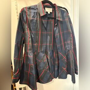 Pomander Place Plaid Button-Up Top - Navy and Red